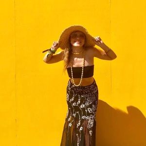 Free People Embroidered Maxi Skirt